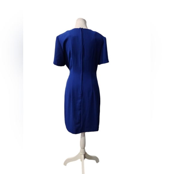 Vintage Braemar Blue Wrap Dress with Shoulder Pads - Picture 4 of 5